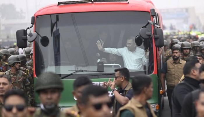 ​গণসংবর্ধনাস্থলের খুব কাছাকাছি তারেক রহমান